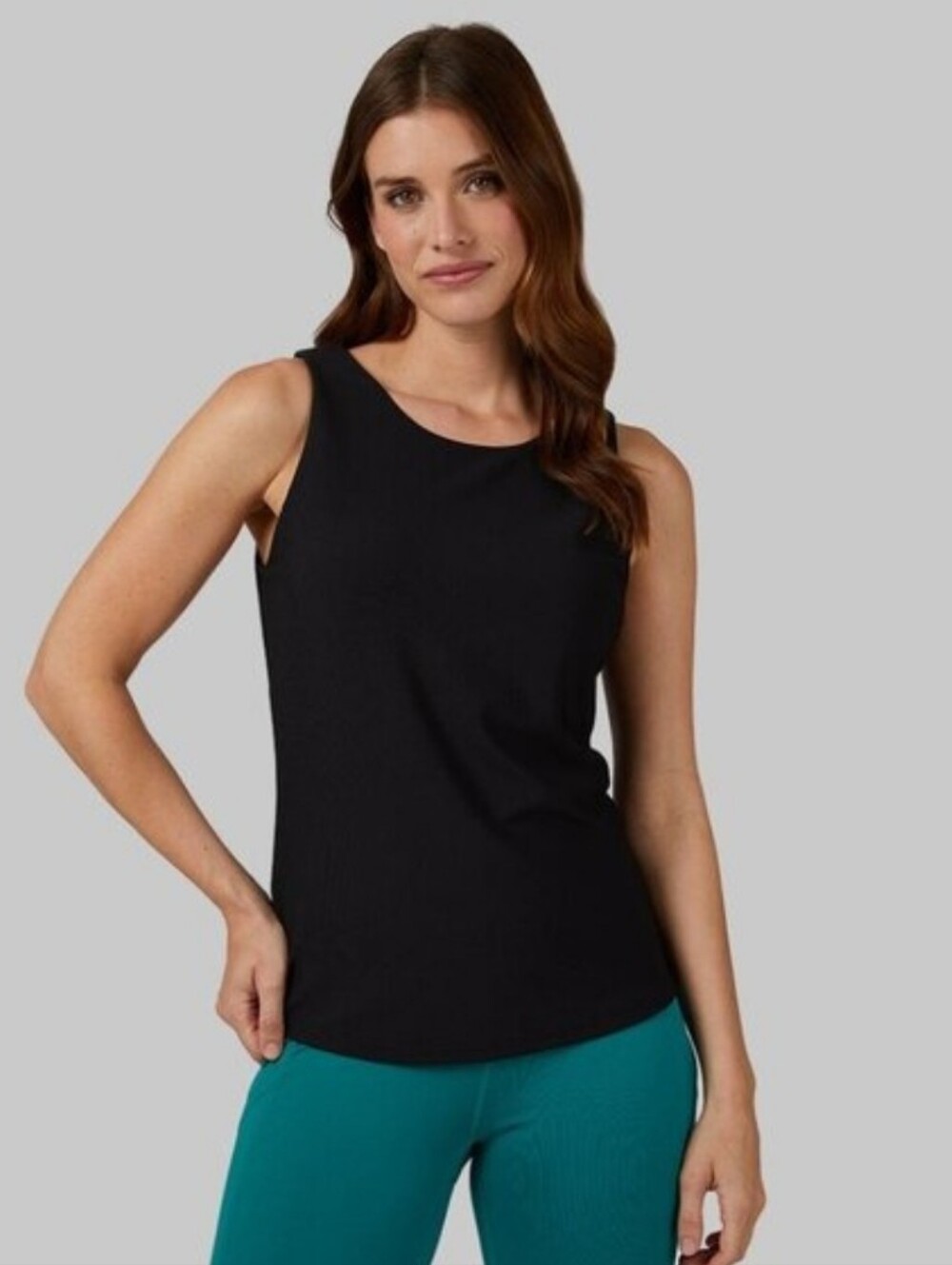 Women's Ribbed Tank with Built-In Bra - 32 Degrees - Black - XXL